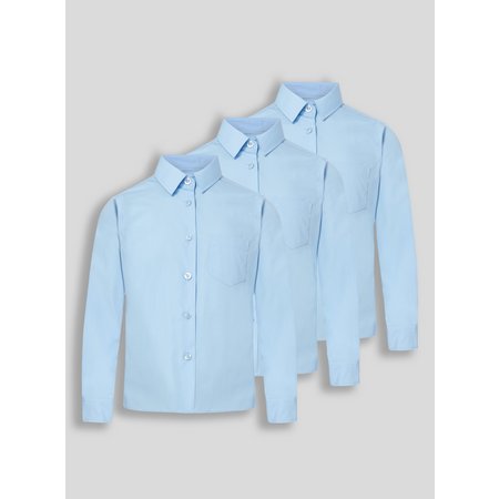Blue Non Iron Long Sleeve School Shirts 3 Pack - 4 years