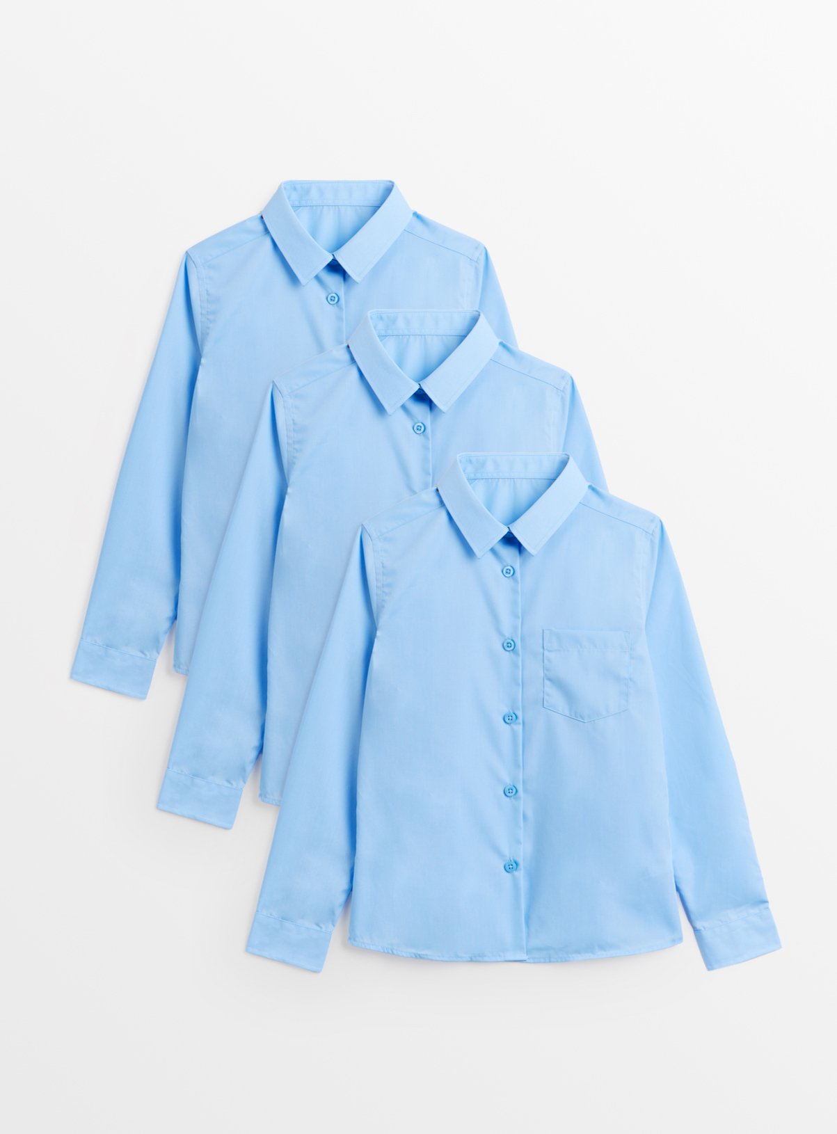 Girls 3 Pack Blue Long Sleeve Shirts 4 years - Image 1 thumbnail