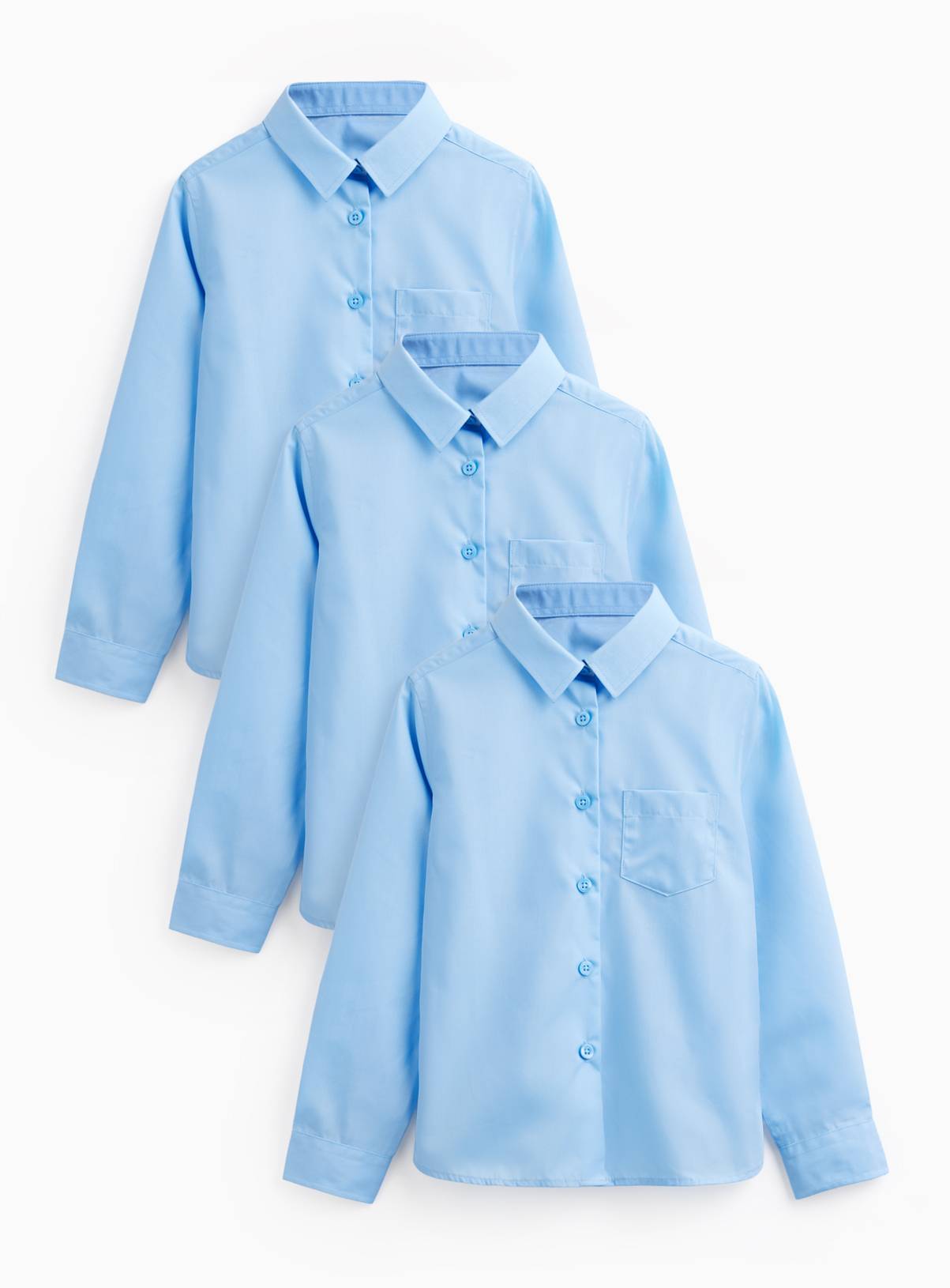 Girls 3 Pack Blue Long Sleeve Shirts 4 years - Image 1