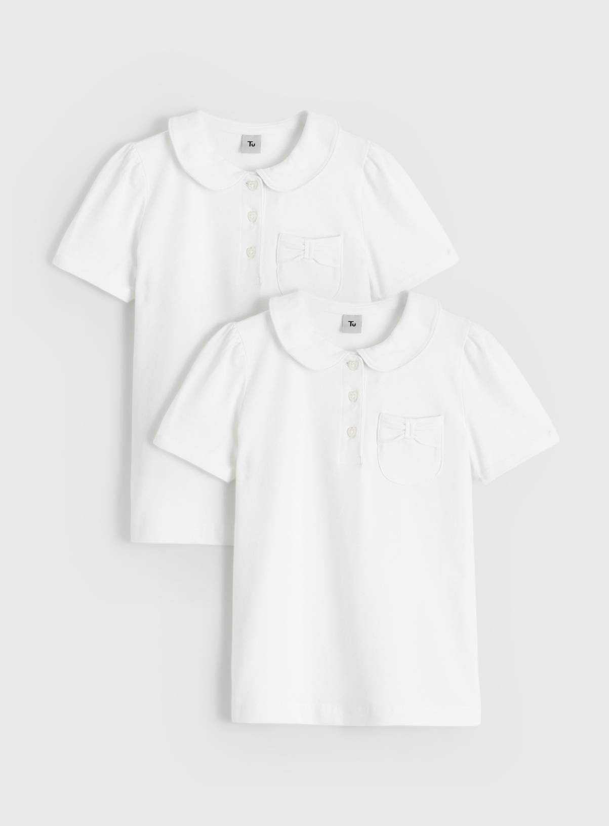 White Cotton Elastane Jersey Peter Pan Collar Polo Shirts 2 Pack 4 years - Image 2