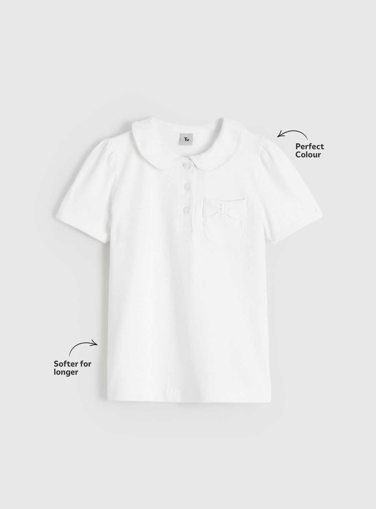 White Cotton Elastane Jersey Peter Pan Collar Polo Shirts 2 Pack 4 years - Image 3 thumbnail