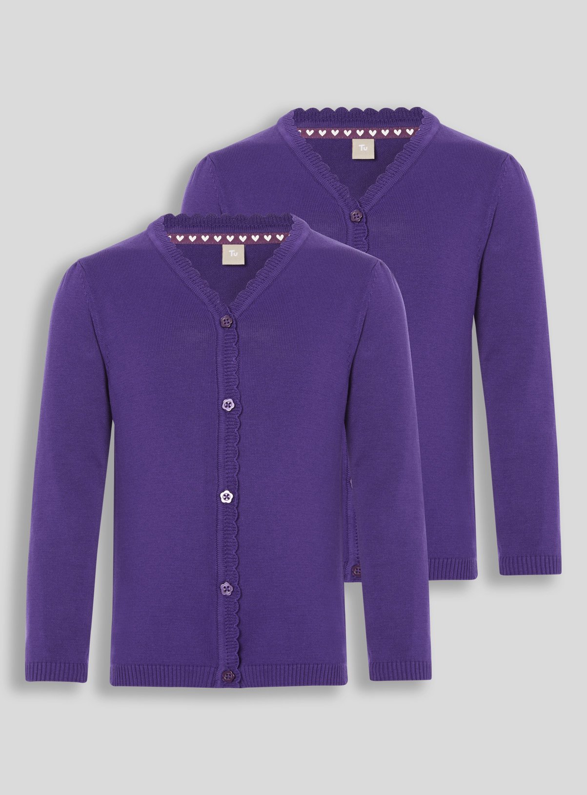 purple cardigan