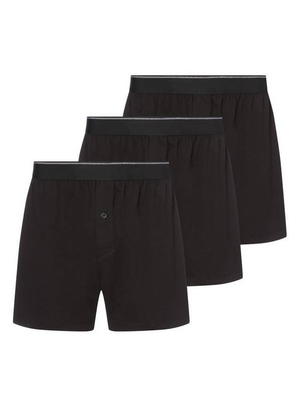 Buy Black Jersey Boxers 3 Pack - M | Underwear | Argos