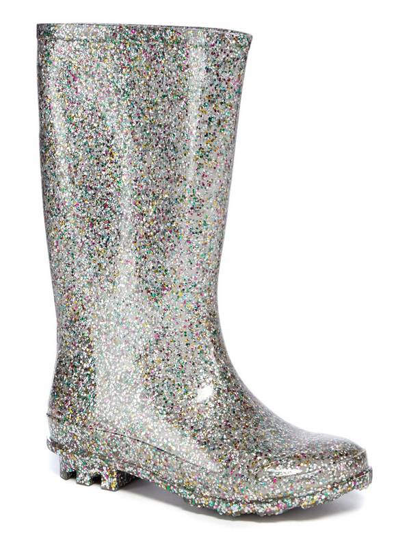 Silver Glittery Wellies - 4 Infant