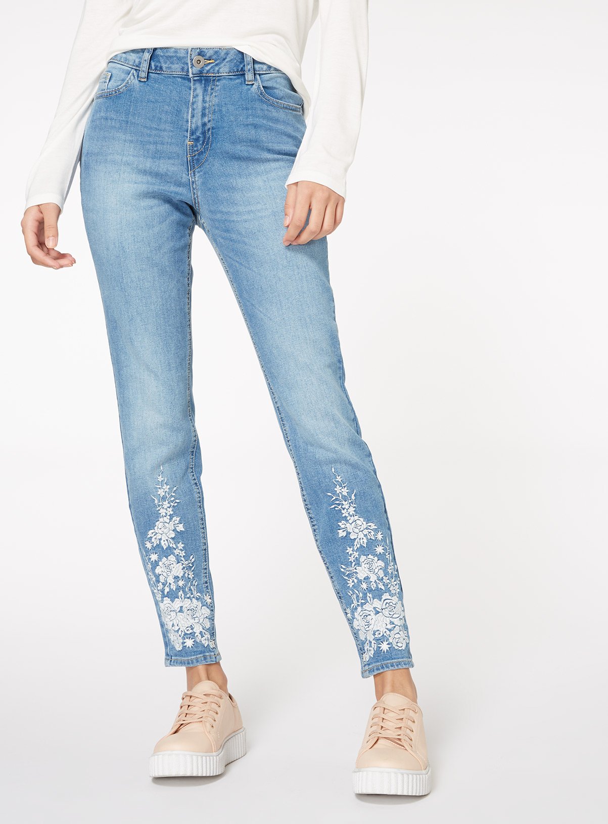 embroidered skinny jeans