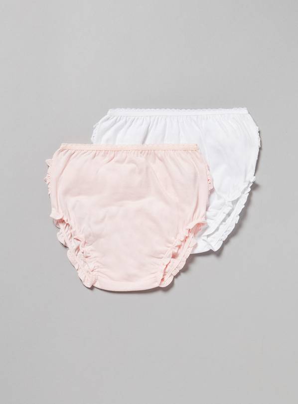 White & Pink Frilly Briefs 2 Pack - 12-18 months