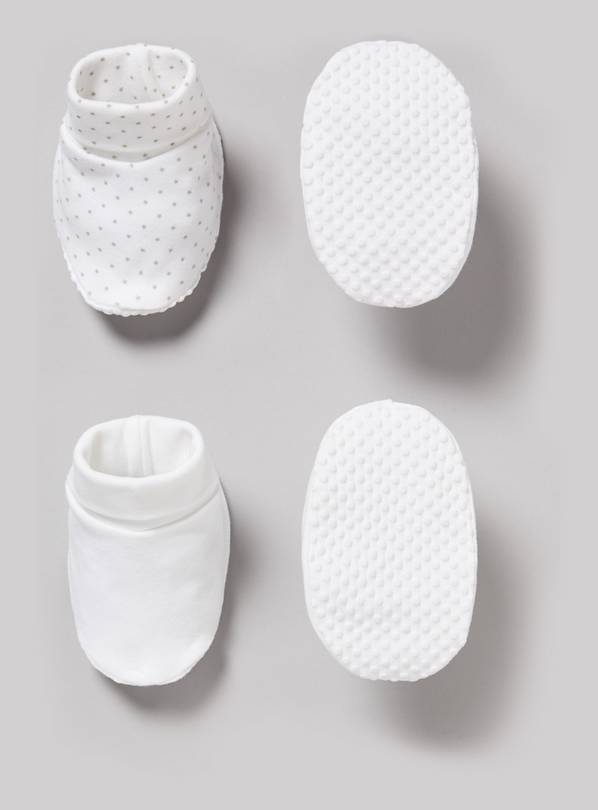 White Printed Booties 2 Pack - Newborn