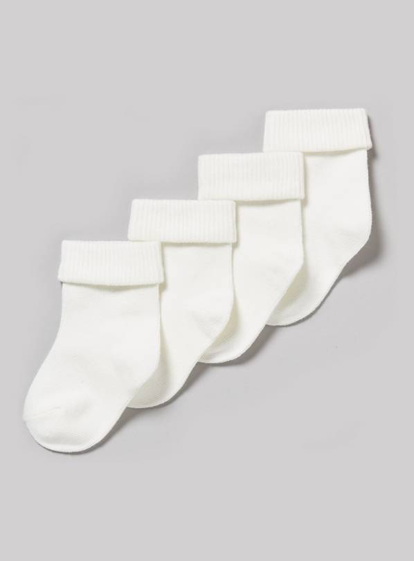 Cream Roll Top Socks 4 Pack Up to 1 mnth