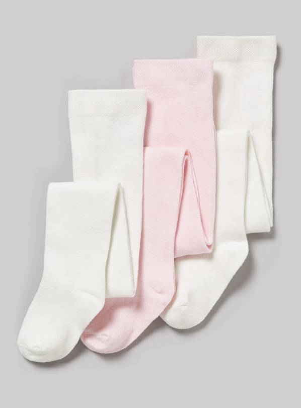 Buy Pink & Cream Tights 3 Pack 0-6 months, Socks and tights