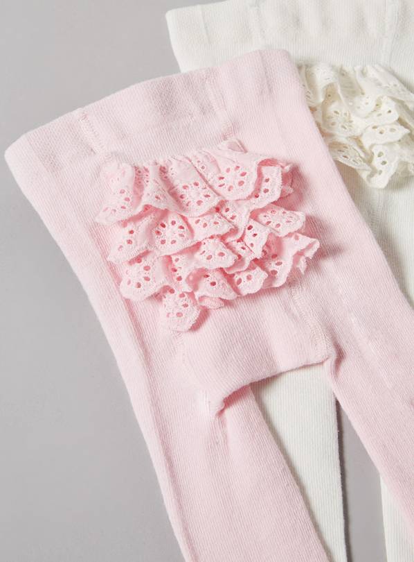 CREAM WHITE  0-6 6-12 12-18 18-24 MONTH LACE PINK GIRLS BABY TIGHTS FRILLY 