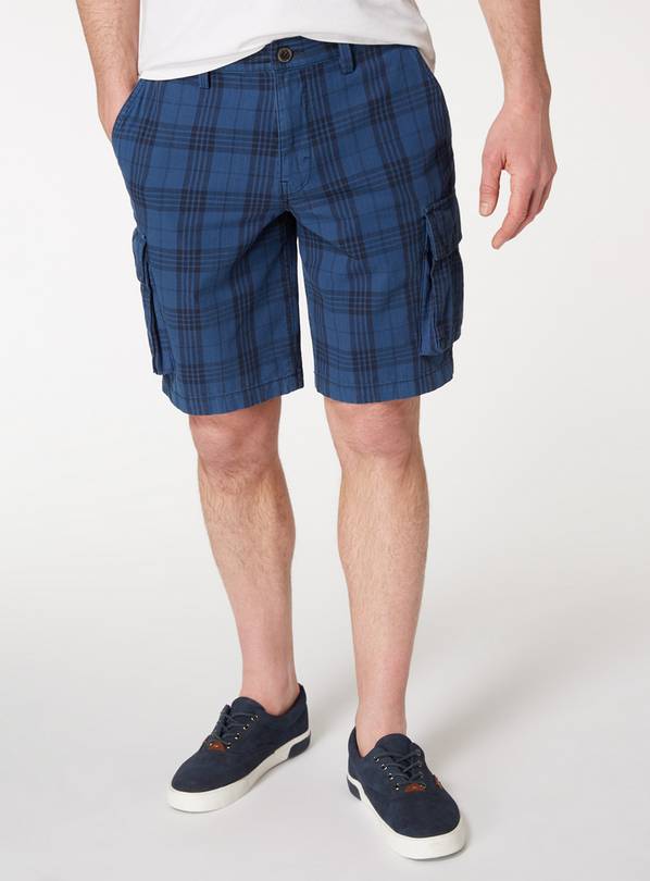 Check Twill Cargo Shorts - 46