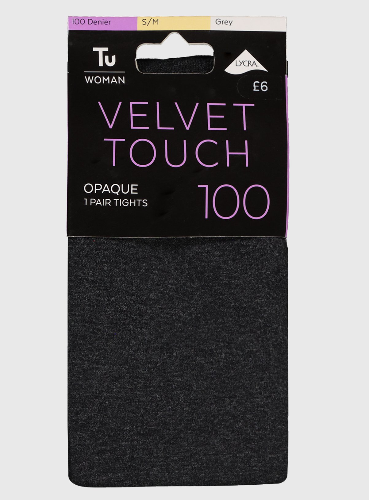 Grey Marl Velvet Touch 100 Denier Tights - M/L - Image 1 thumbnail