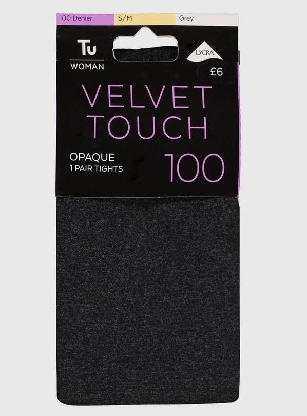 Grey Marl Velvet Touch 100 Denier Tights - M/L