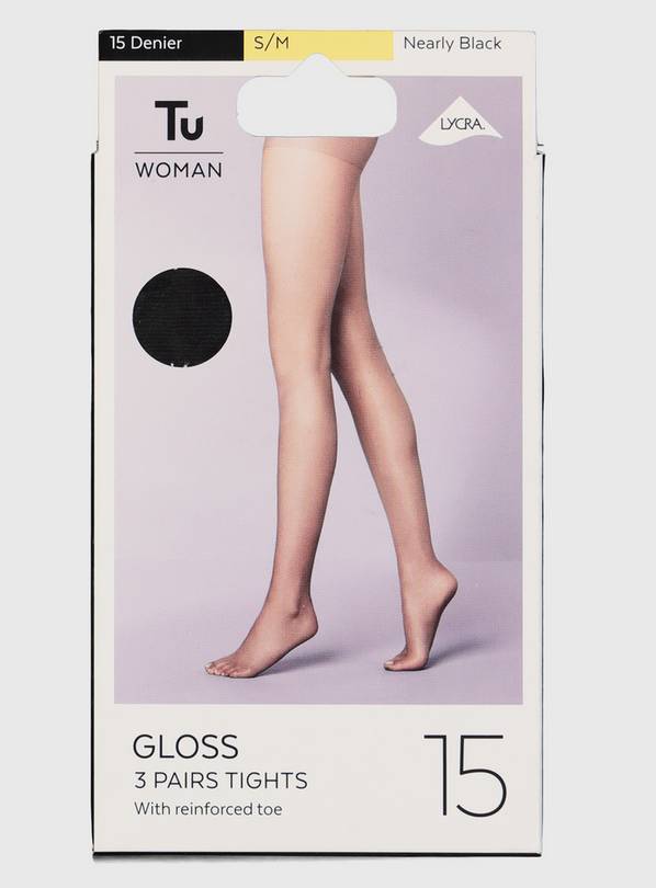 Buy Nearly Black 15 Denier Gloss Tights 3 Pack L Xl Tights Argos