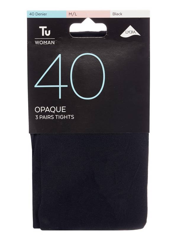 Buy Secret Shaping Black 40 Denier Opaque Tights 2 Pack L