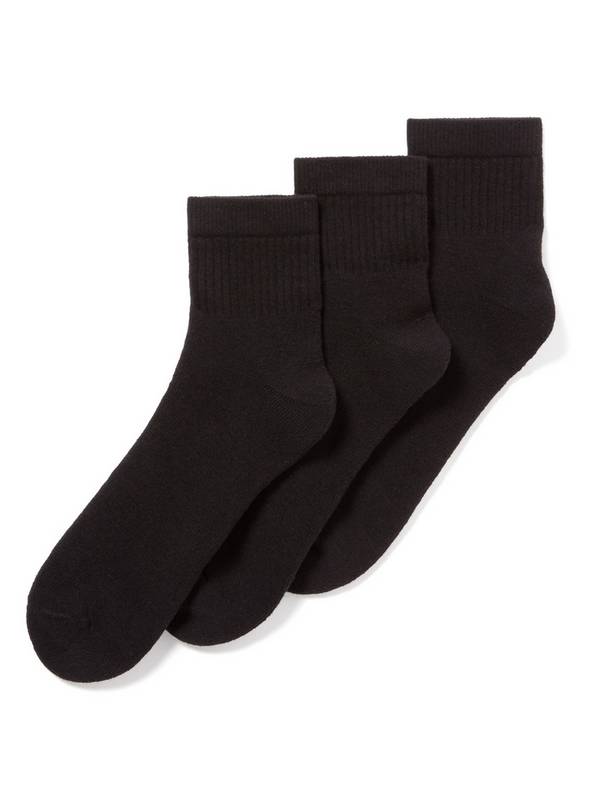 Black Cushioned Sole Socks 3 Pack - 4-8