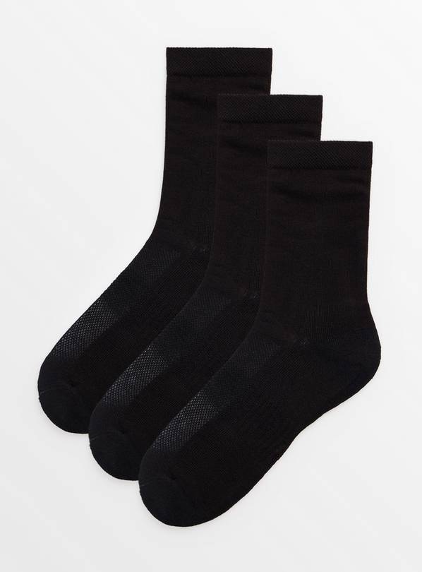 Black Ultimate Comfort Socks 3 Pack 4-8