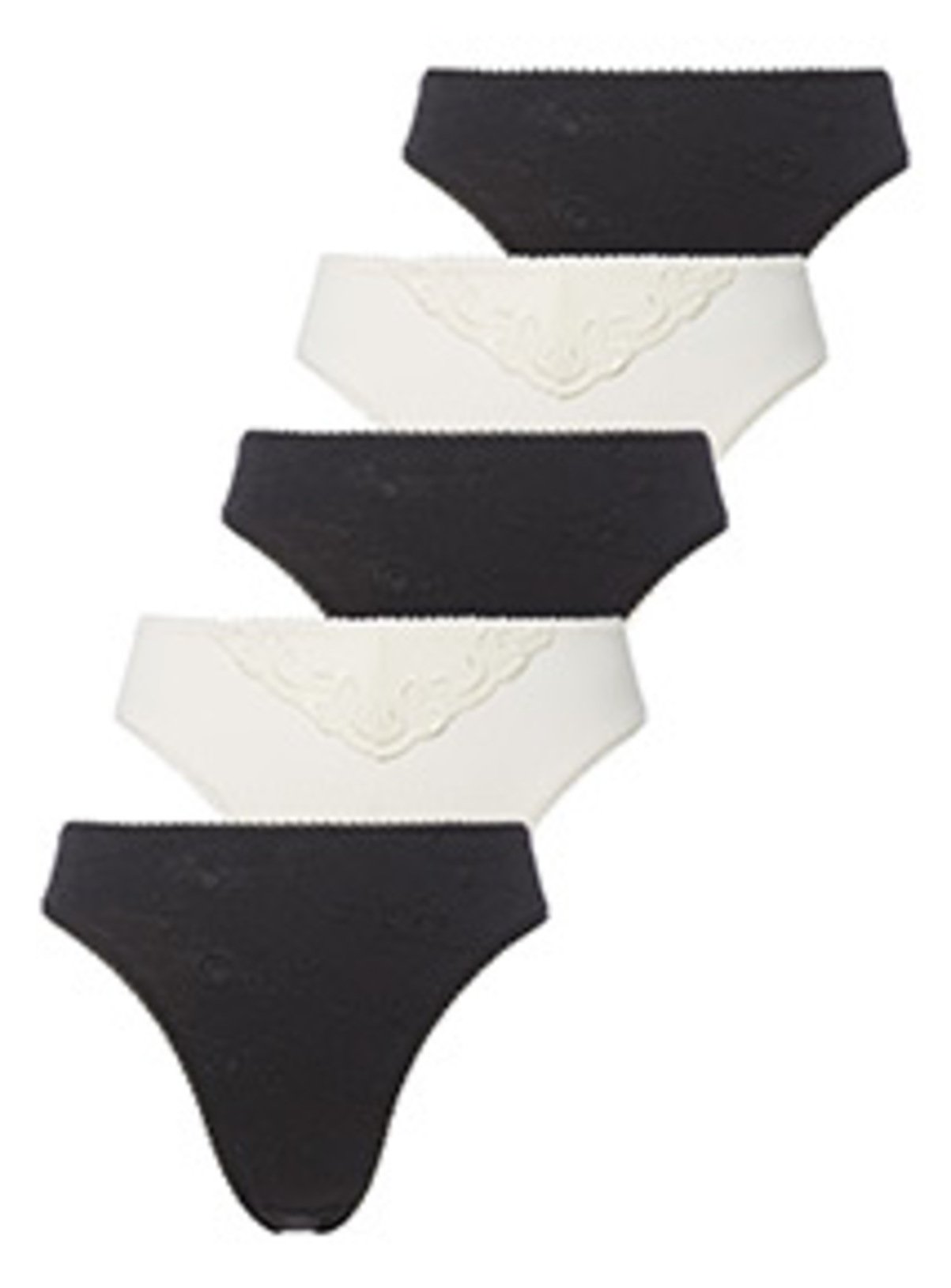 Cream & Black Embroidered High Leg Knickers 5 Pack Review