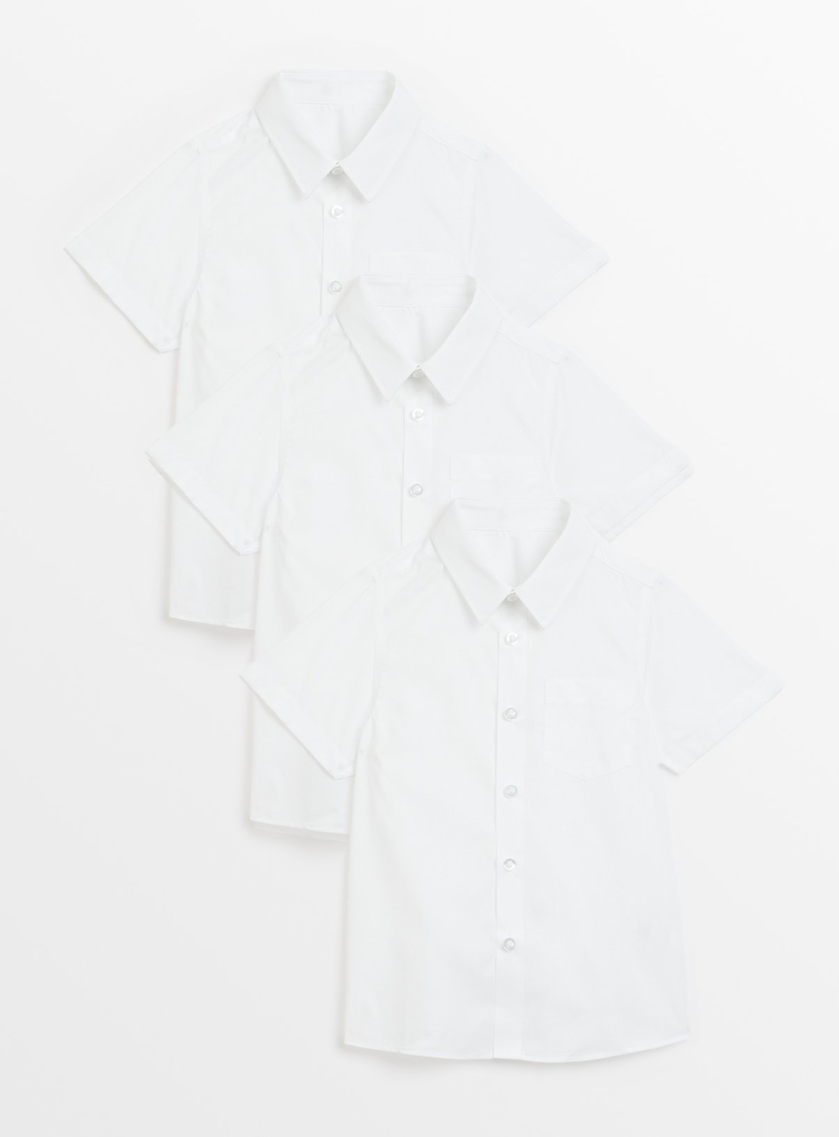 White 3 Pack Unisex White Short Sleeve Shirts Generous Fit (8 Years) - Tu by Sainsbury's