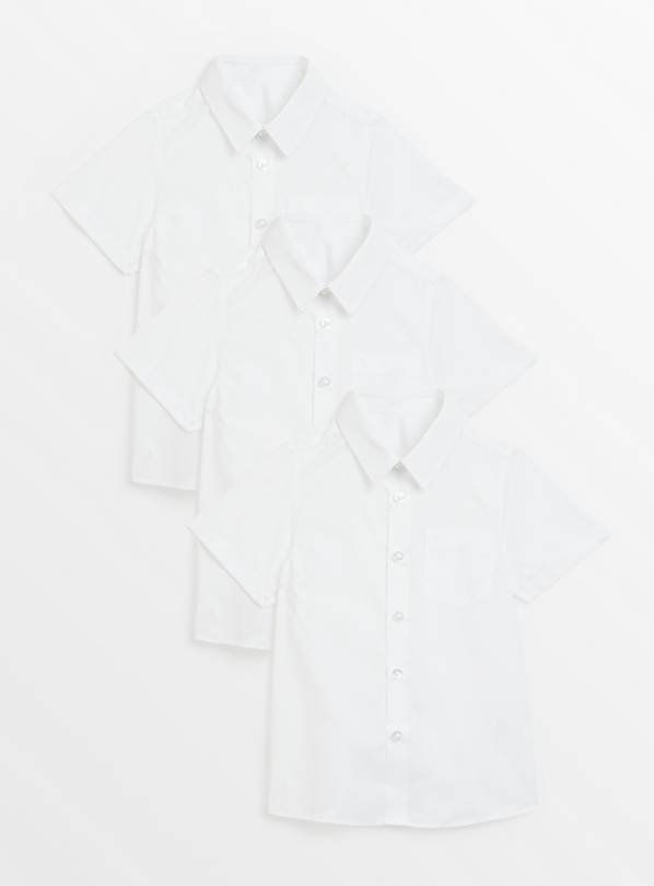 White Short Sleeve Slim Fit Shirts 3 Pack 12 years