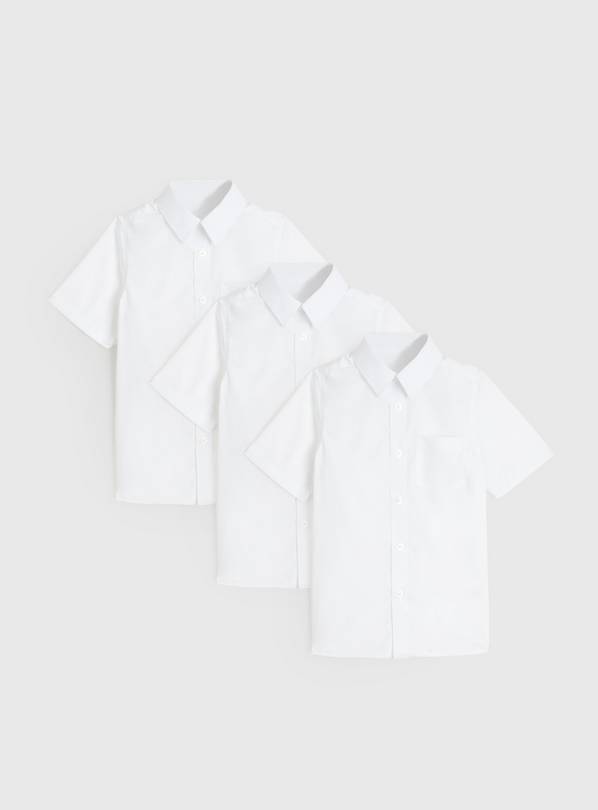 White Short Sleeve Slim Fit Shirts 3 Pack 6 years