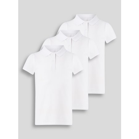 3 Pack White Stain Resistant Polo Shirts - 3 years