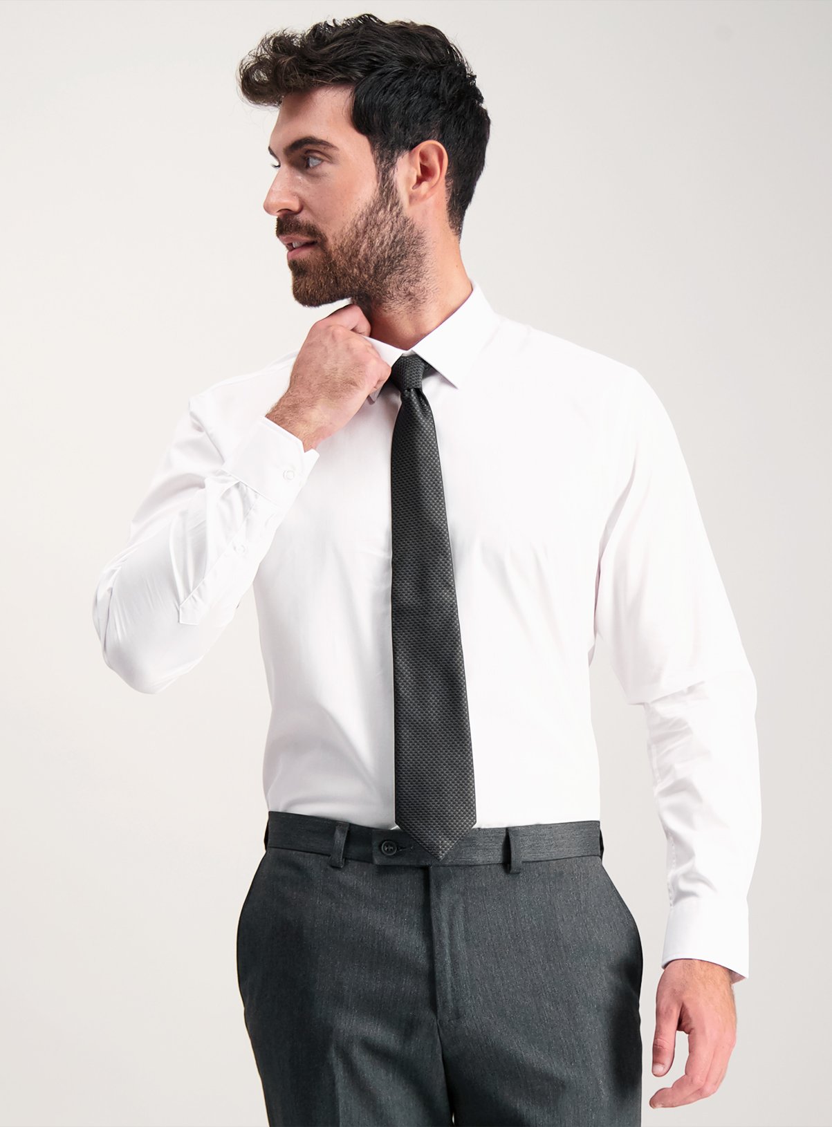 white dress shirt black tie
