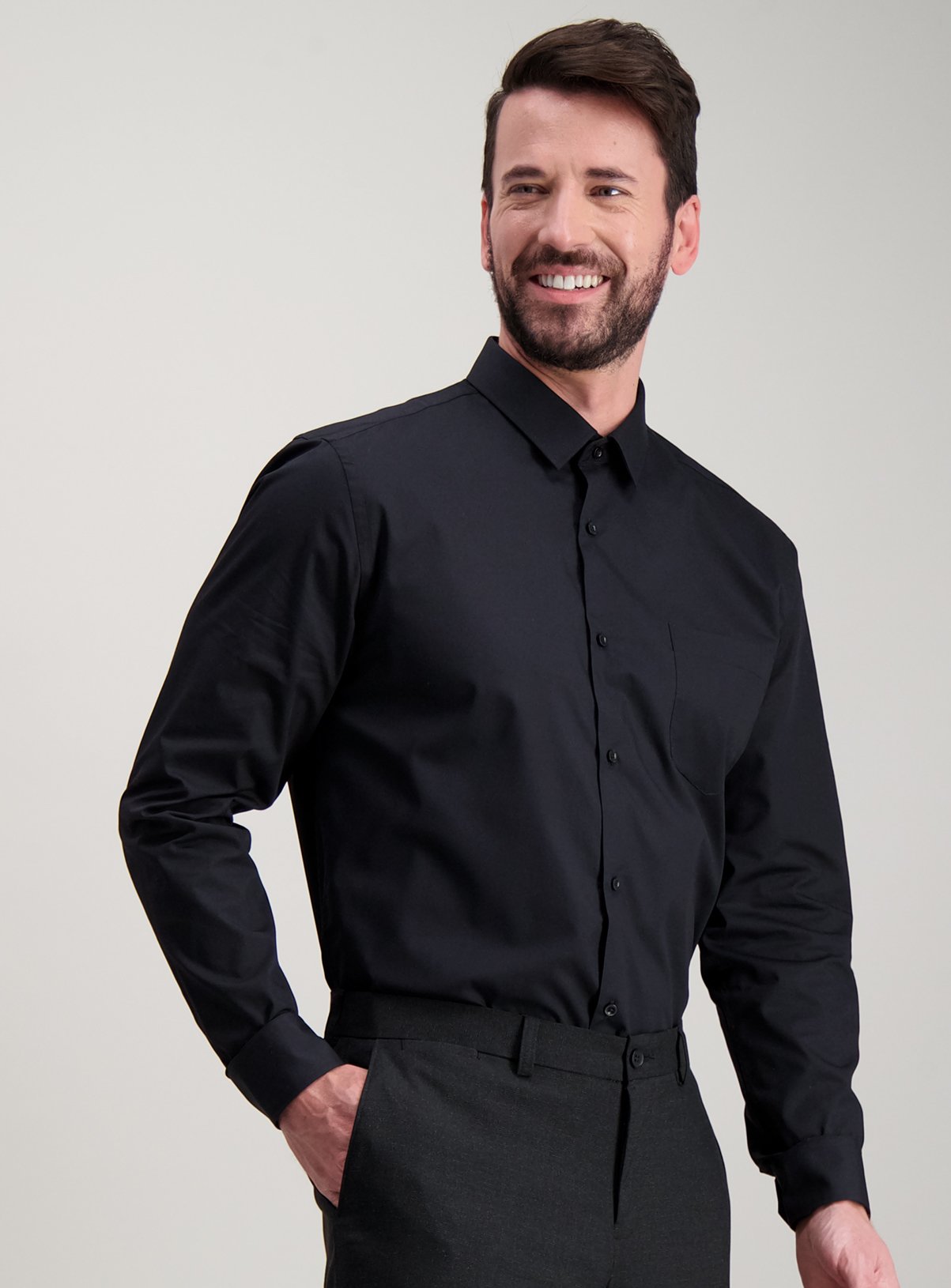 black slim fit dress shirt