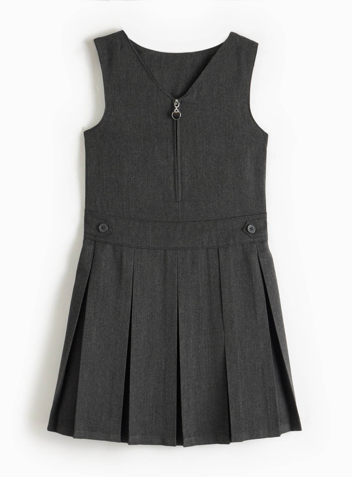 Grey Woven V Neck Half Zip Pinafore 7 years - Image 1