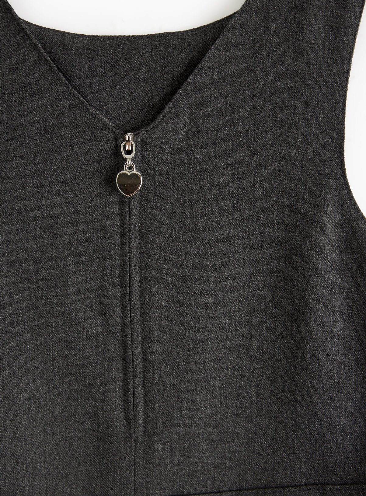 Grey Woven V Neck Half Zip Pinafore 7 years - Image 2 thumbnail