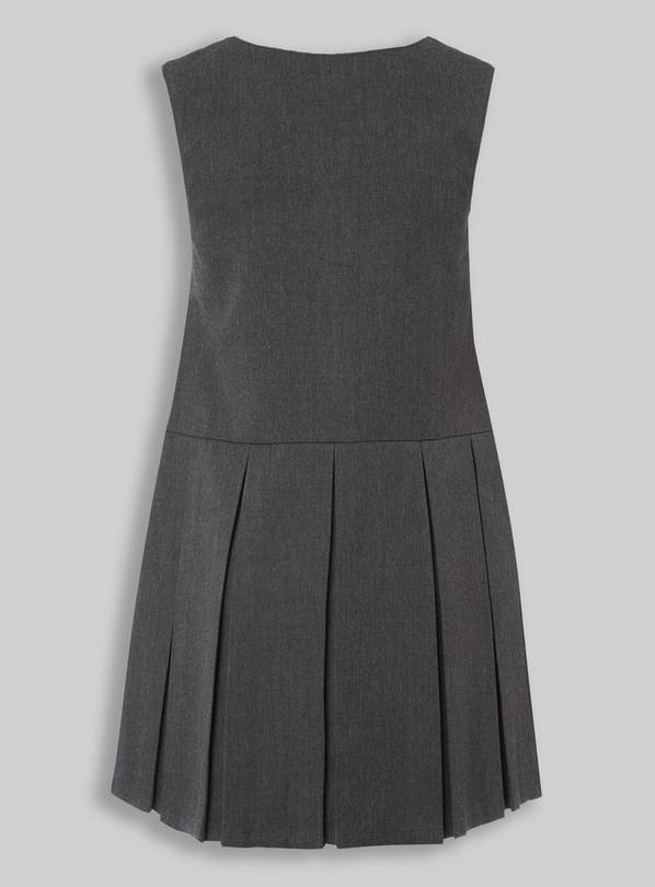 Grey pleated outlet pinafore dress