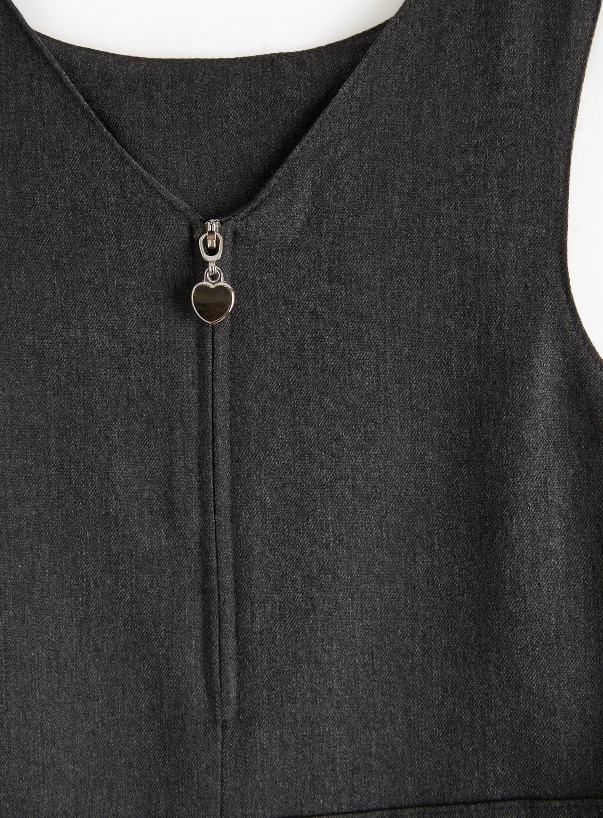 Grey Woven V Neck Half Zip Pinafore 7 years - Image 2