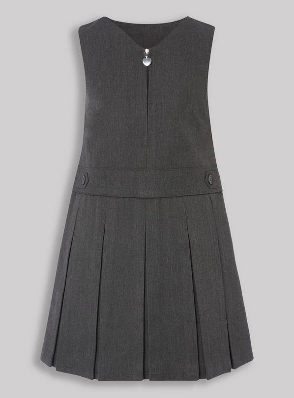 Grey Pleated Zip Front Pinafore - 10 years