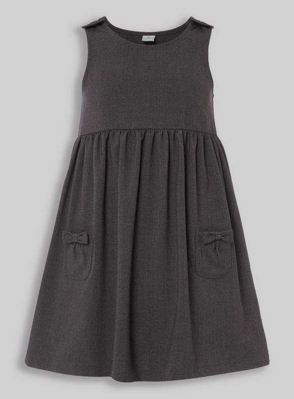 Grey Bow Pocket Pinafore Dress 6 years