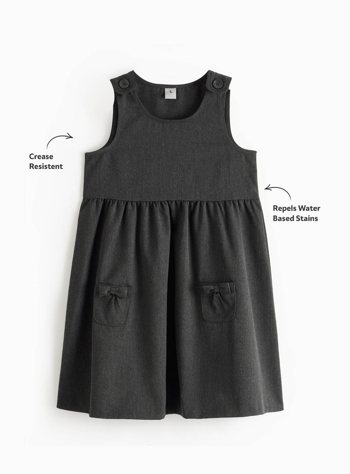 Grey Woven Empire Line Pinafore 7 years - Image 2