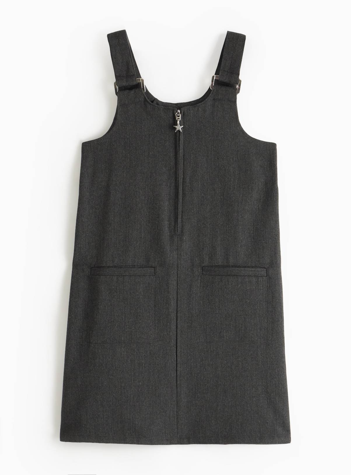 Grey Zip Front Pinafore Dress 12 years - Image 1