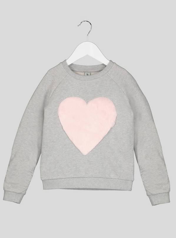 Grey Sweatshirt With Faux Heart Detail - 13 years