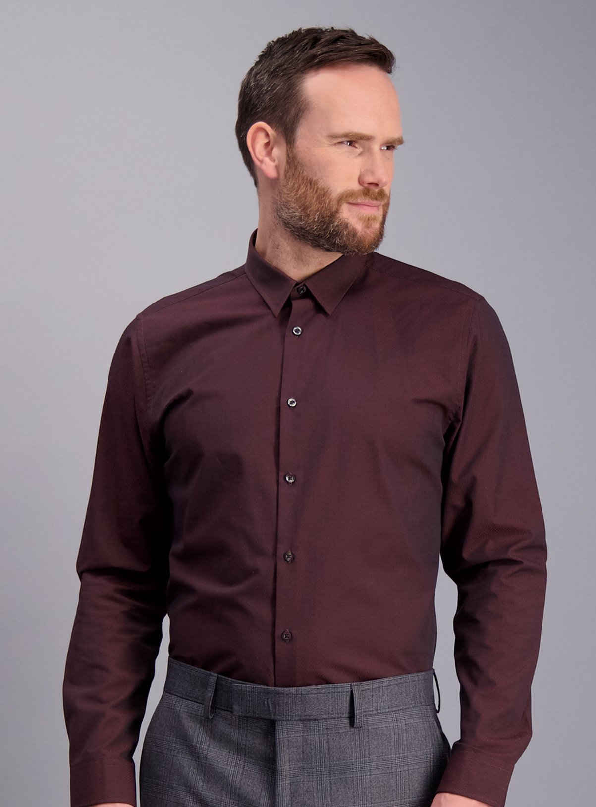 Online Exclusive Burgundy Slim Fit Textured Shirt Review