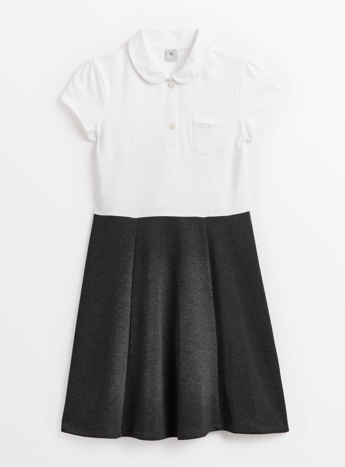 Grey and White Cotton Short Sleeve Twofer Dress 8 years - Image 1