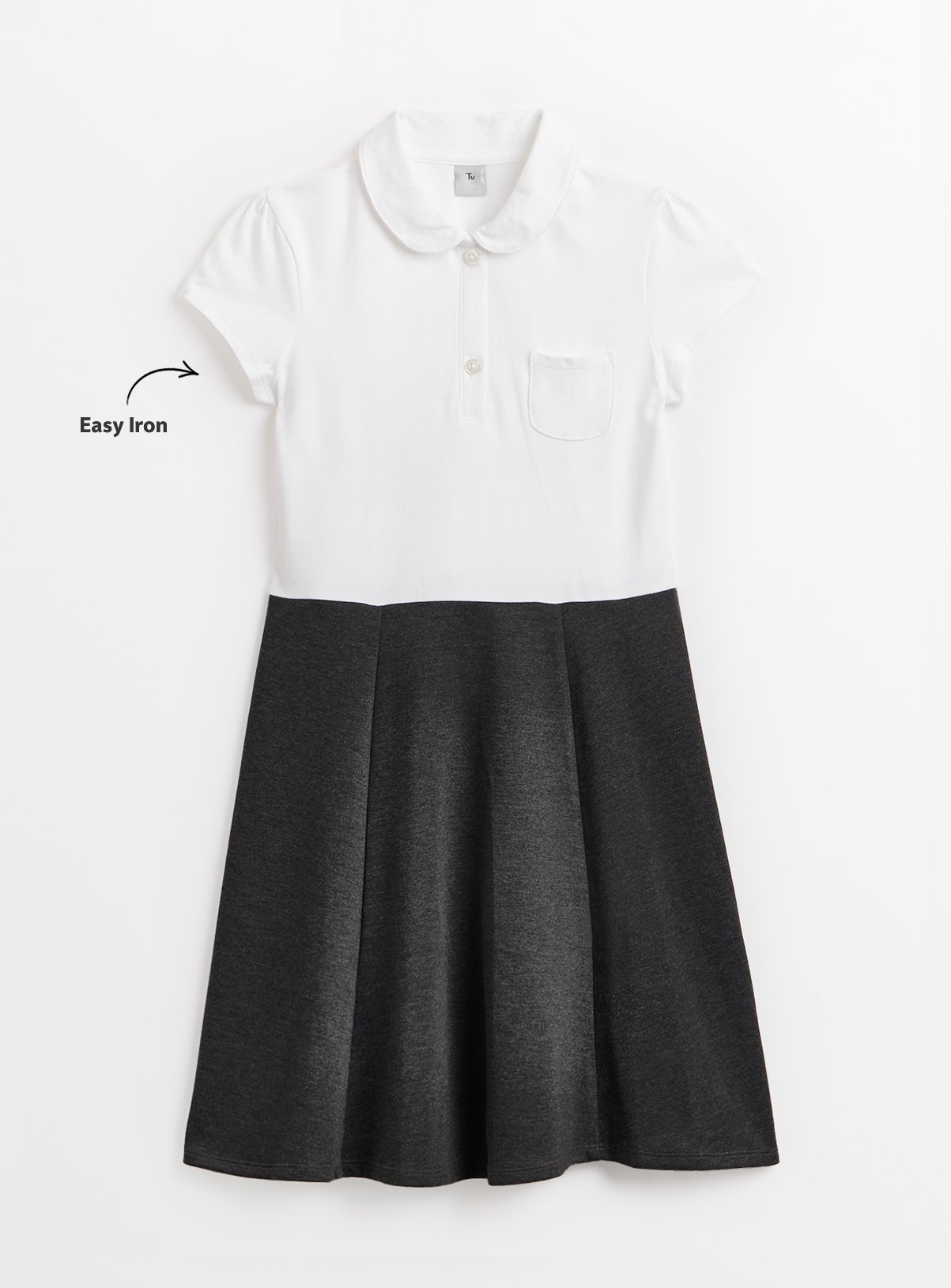Grey and White Cotton Short Sleeve Twofer Dress 8 years - Image 2 thumbnail