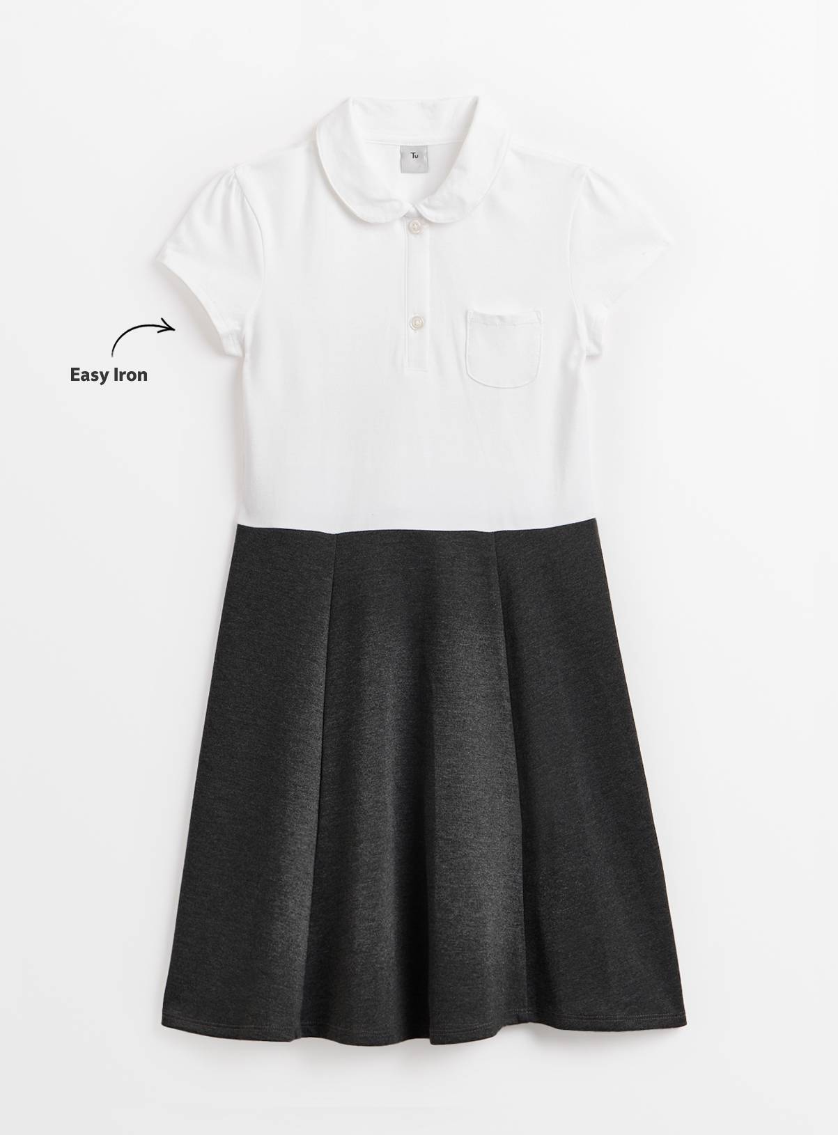 Grey and White Cotton Short Sleeve Twofer Dress 8 years - Image 2