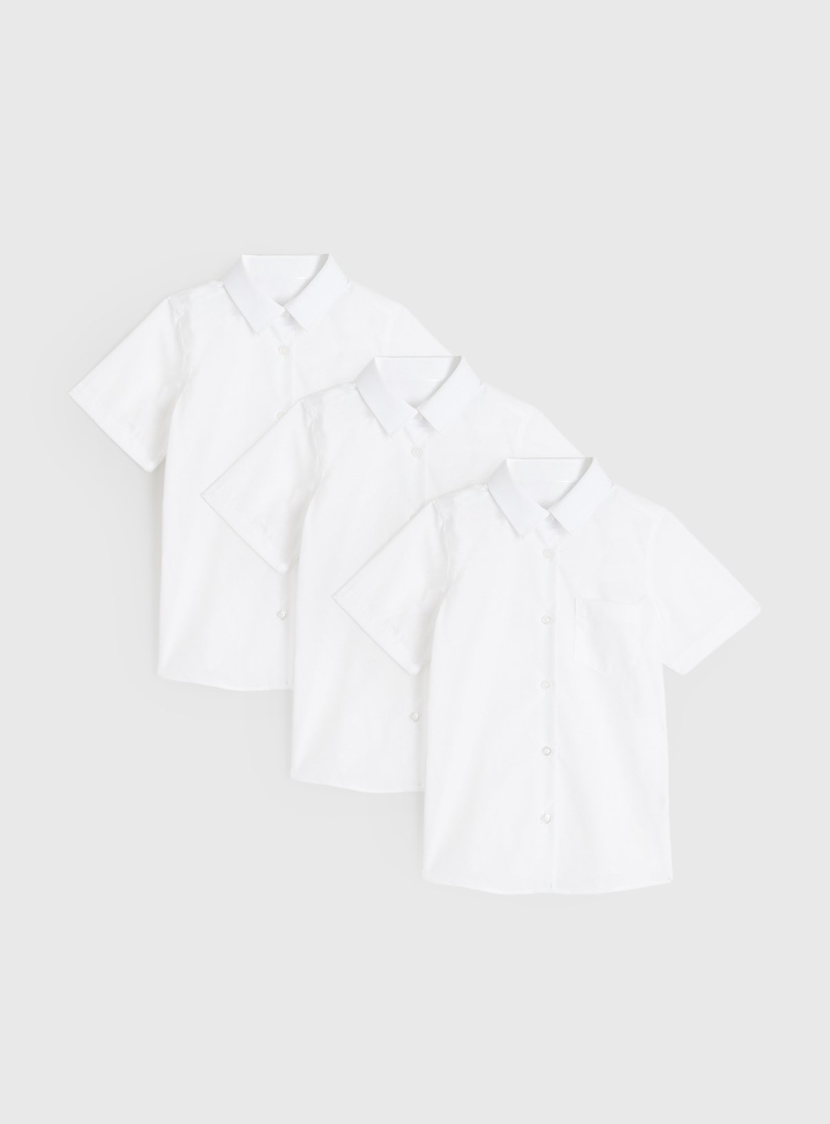 White 3 Pack White Slim-Fit Short Sleeve Shirts (10 Years) - Tu by Sainsbury's