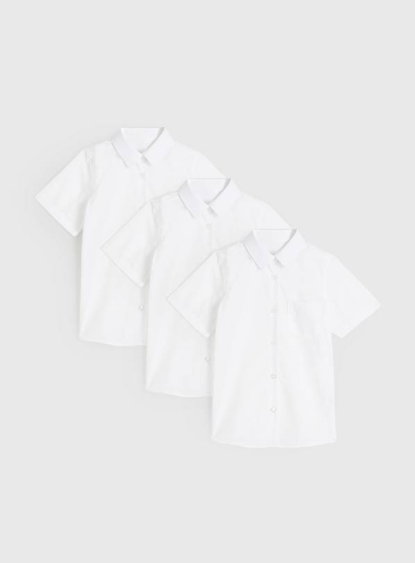 3 Pack White Slim-Fit Short Sleeve Shirts 9 years