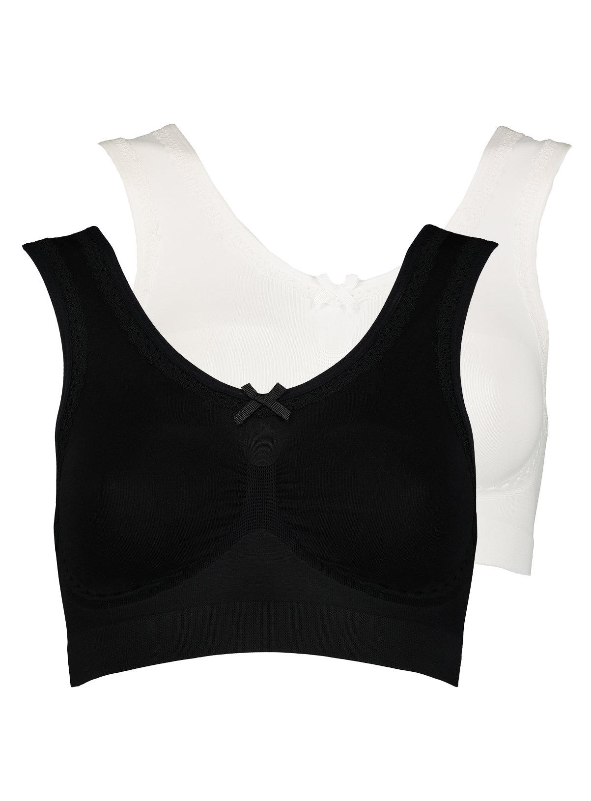 Black & White Lace Trim Seamless Stretch Crop Top 2 Pack Review