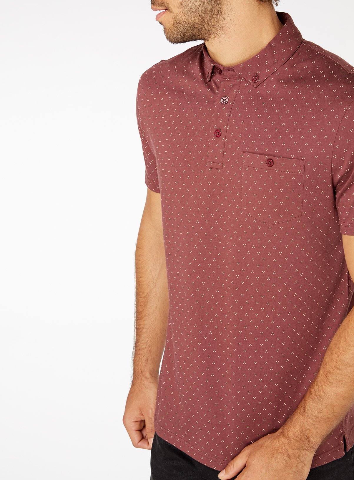 Burgundy Geometric Print Polo Shirt Review