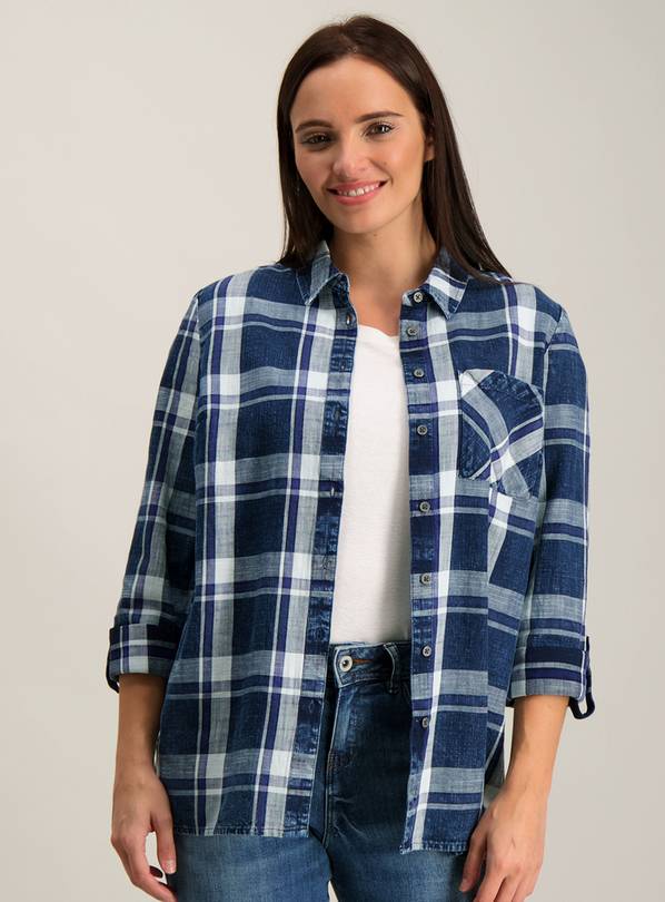 Navy Checked Western Shirt - 24