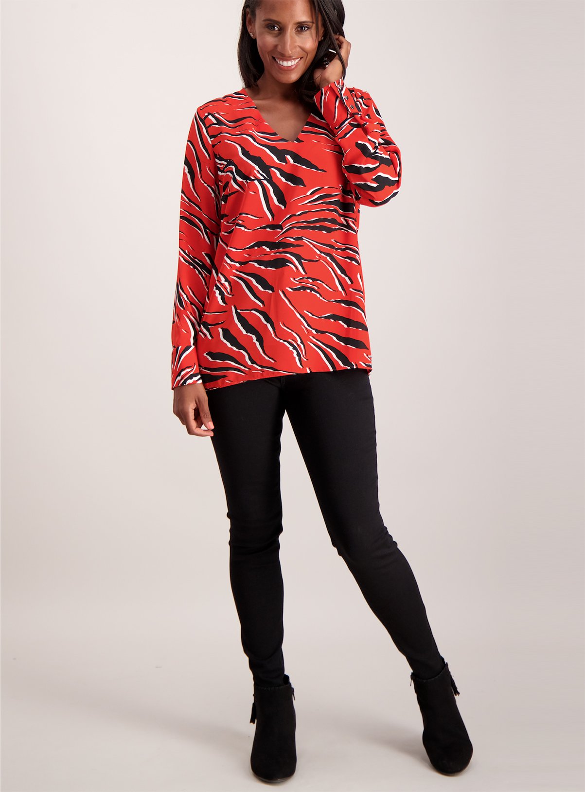 Red Animal Print Blouse Review