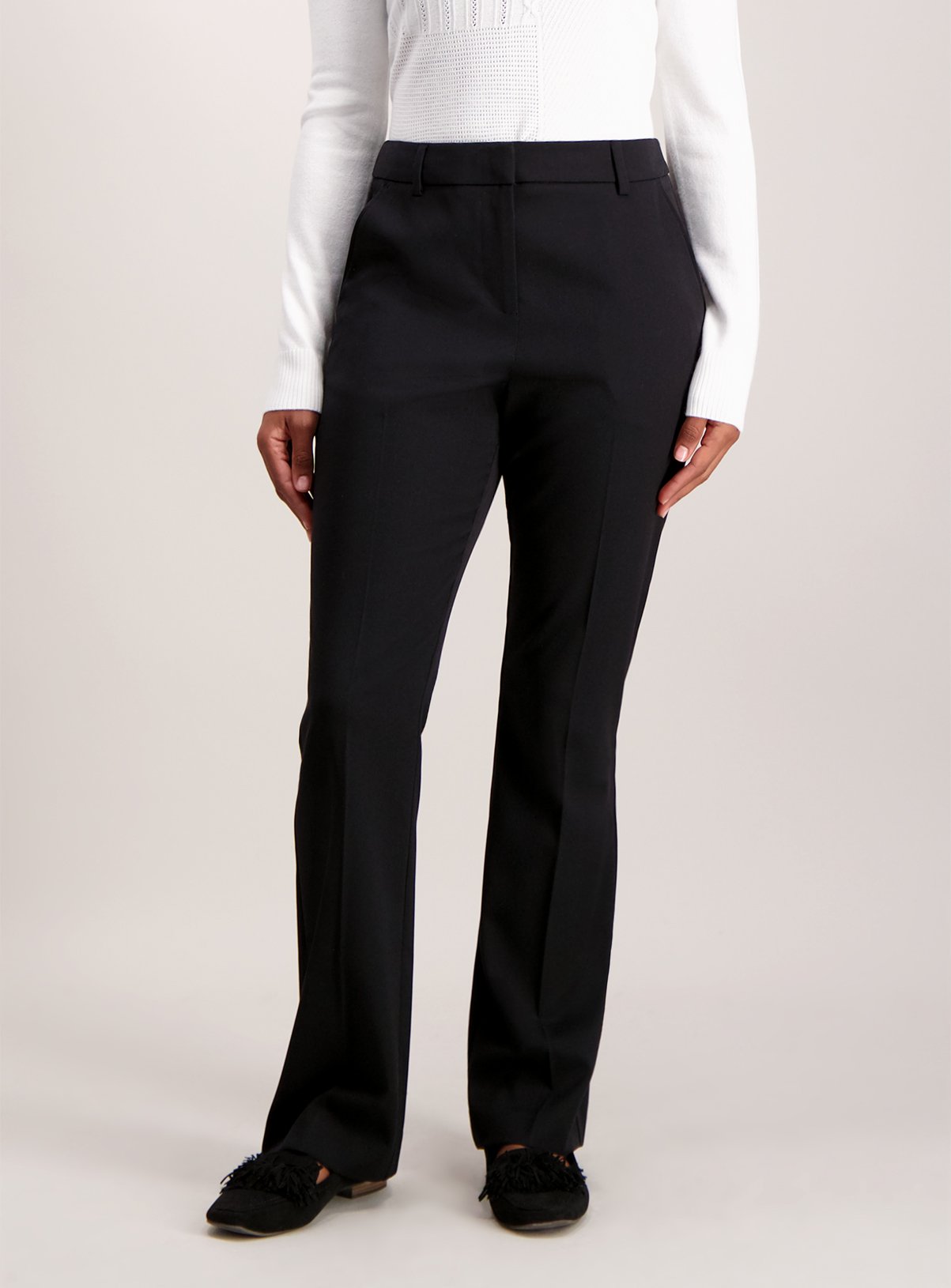 black slim leg work trousers