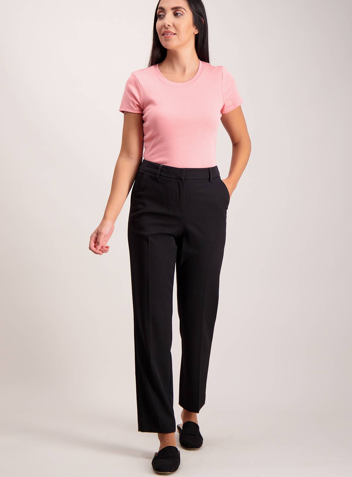 Black Slim Leg Stretch Trousers - 12L - Image 1