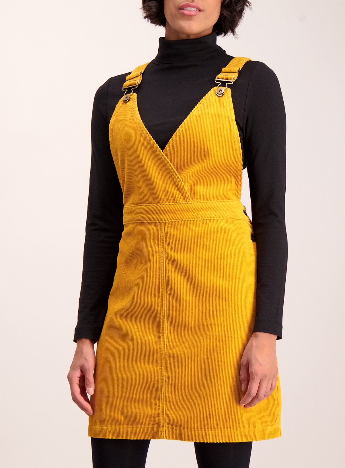 mustard yellow pinafore dress